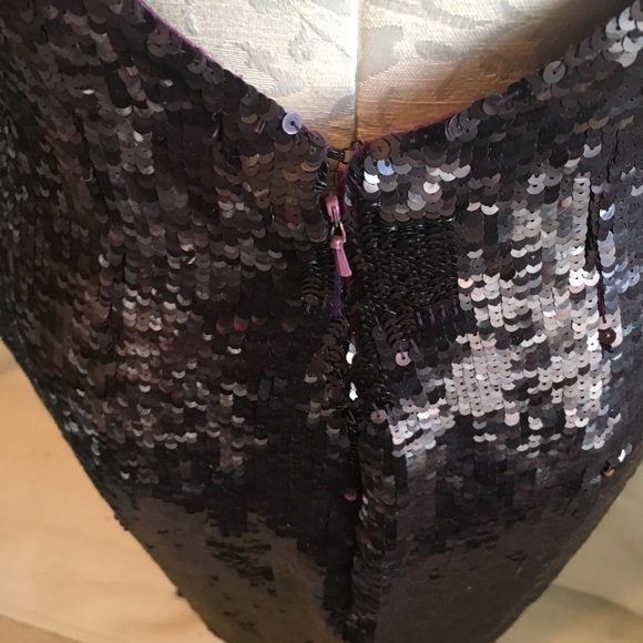 VTG S 90s Dress Purple Sequin Silk Backless Gown - Picture 5 of 8